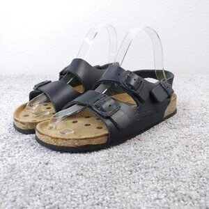 Neckermann Sandals Womens 37 EU Shoes Slip On 2 Buckle Slingback Black Leather